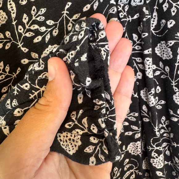 Lucky Brand Floral Black White Silver Accents Women's Long Sleeve Blouse Size XL - Picture 5 of 12